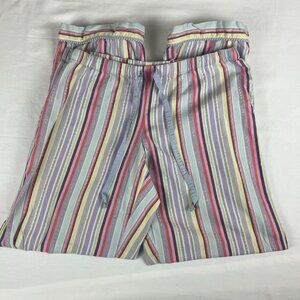 Victoria's Secret Pajama Pants Size M Long, Purple Pink Multi-color Stripe
